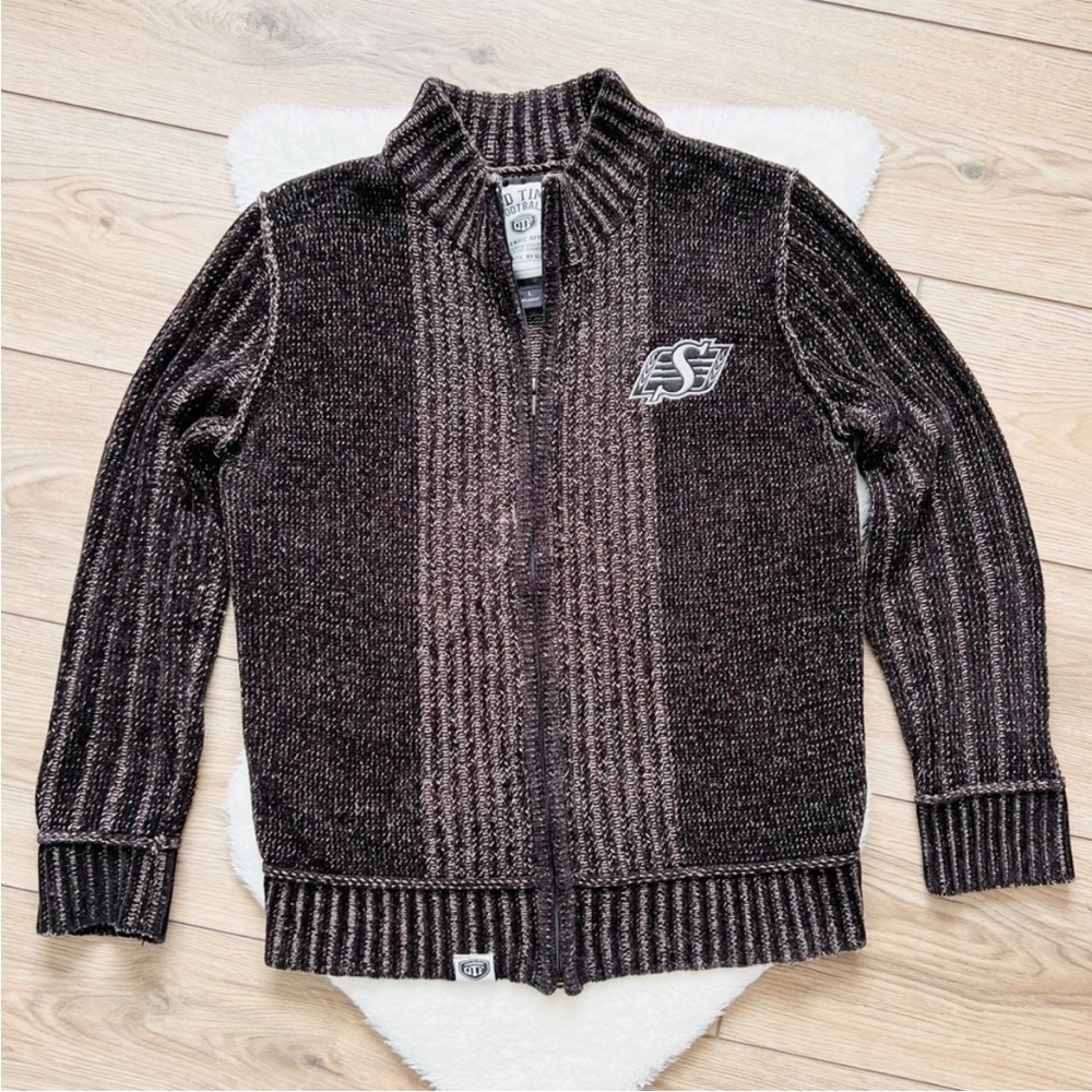 Riders Old Time Football Brown Zip-Up Sweater